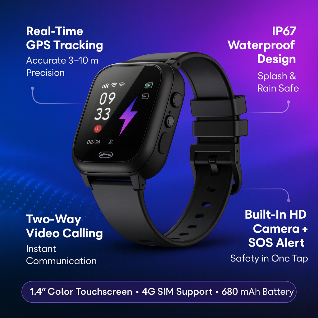 Smart Watch for Kids GPS Waterproof Tracker Camera Safety Alert