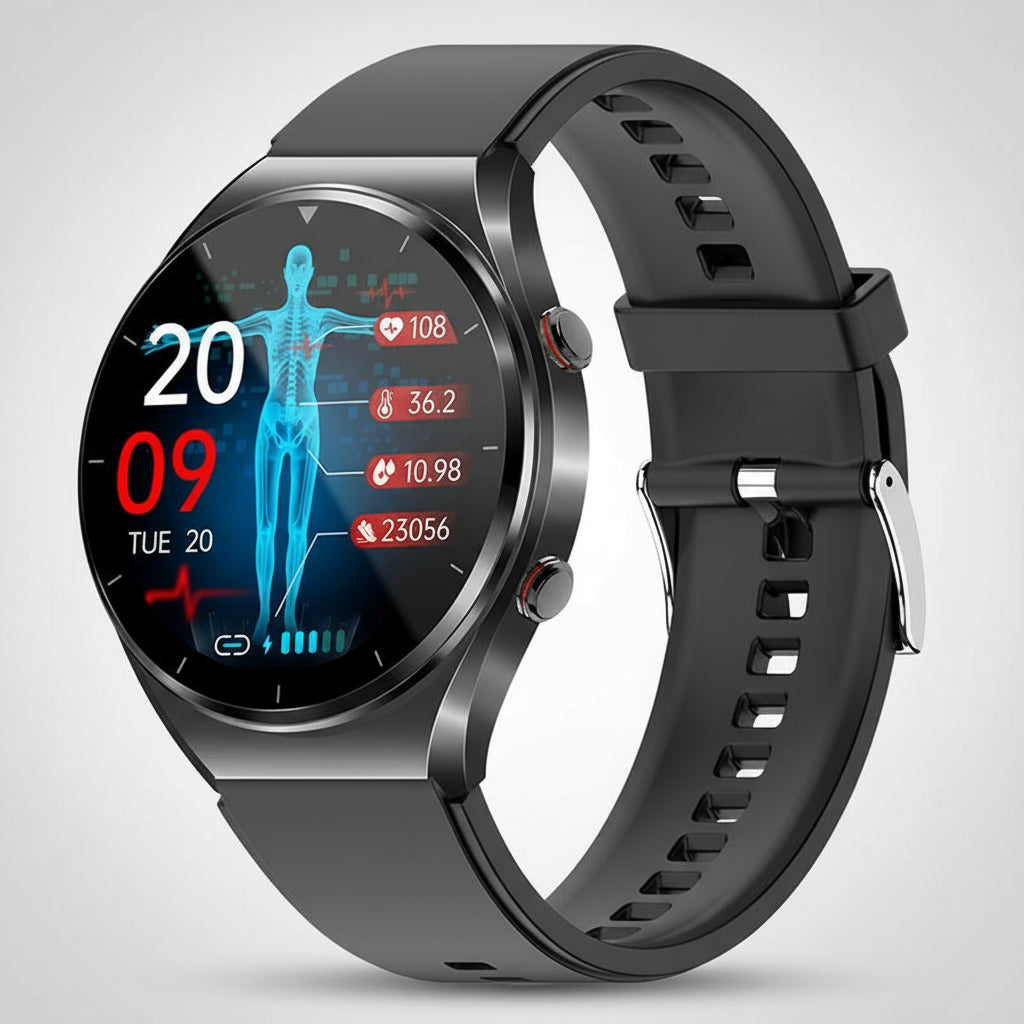 Smart Watch Blood Sugar Monitor ECG Heart Rate Tracker IP67 Waterproof 0