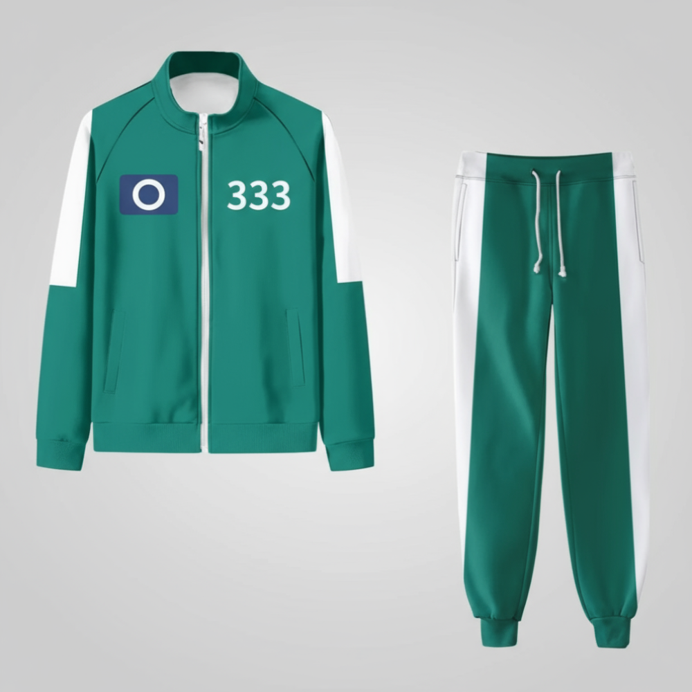 Squid Game Costume Set Unisex Training Suit Green Jacket Pants 5