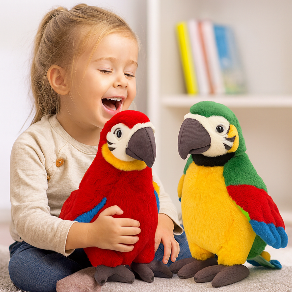 Interactive Talking Parrot Plush Toy Kids Repeat Voice