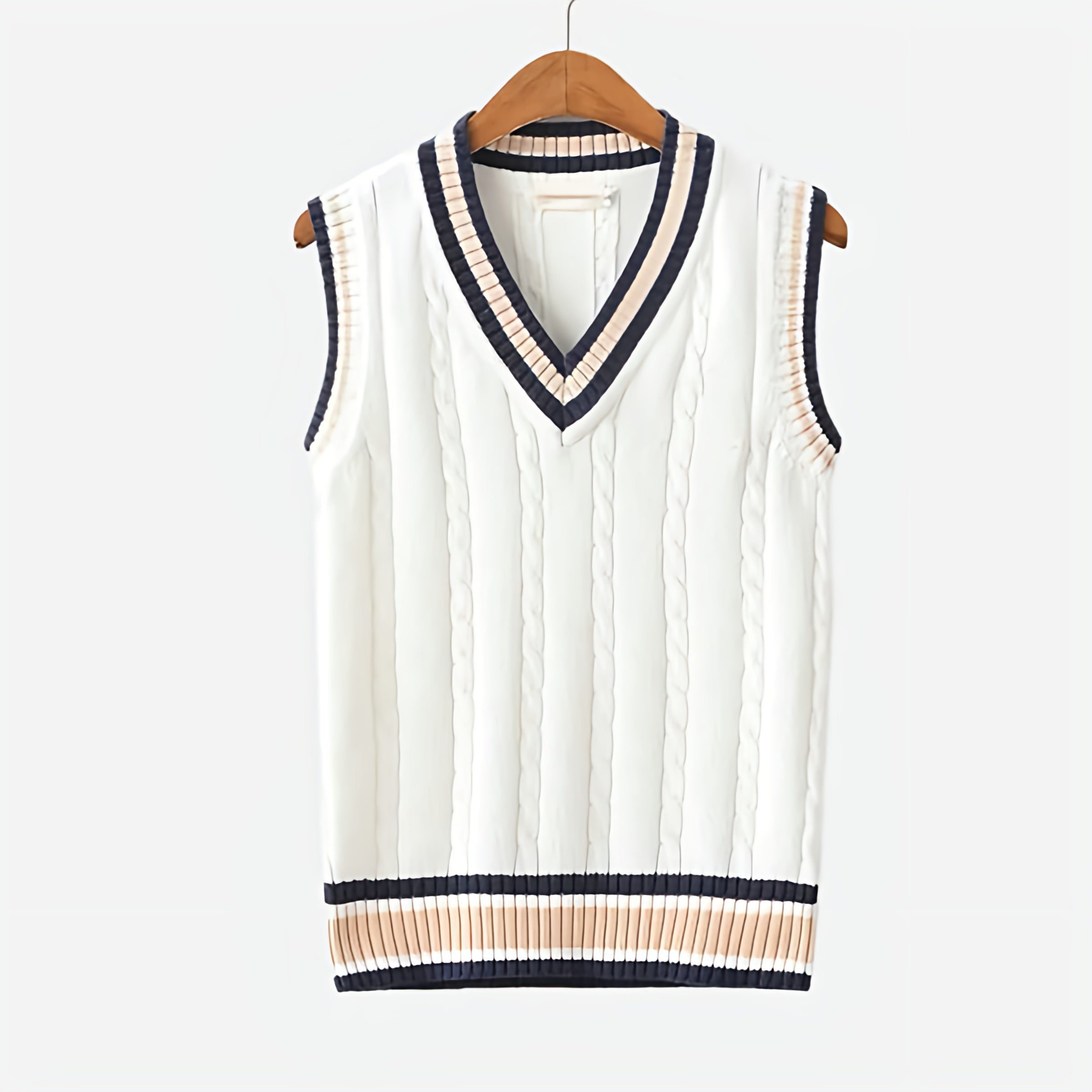 Unisex Knit Sweater Vest | Cable Preppy Waistcoat