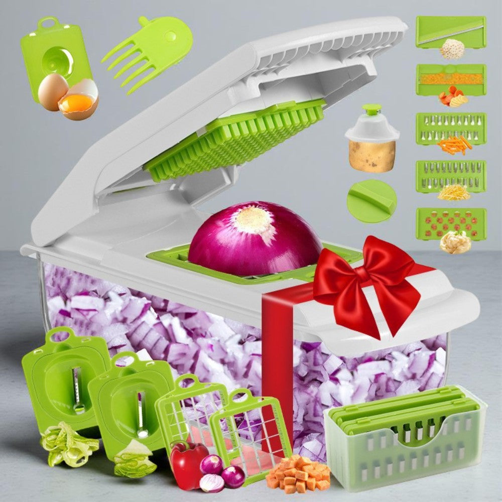 Vegetable Chopper Stainless Steel Food Dicer Slicer Container