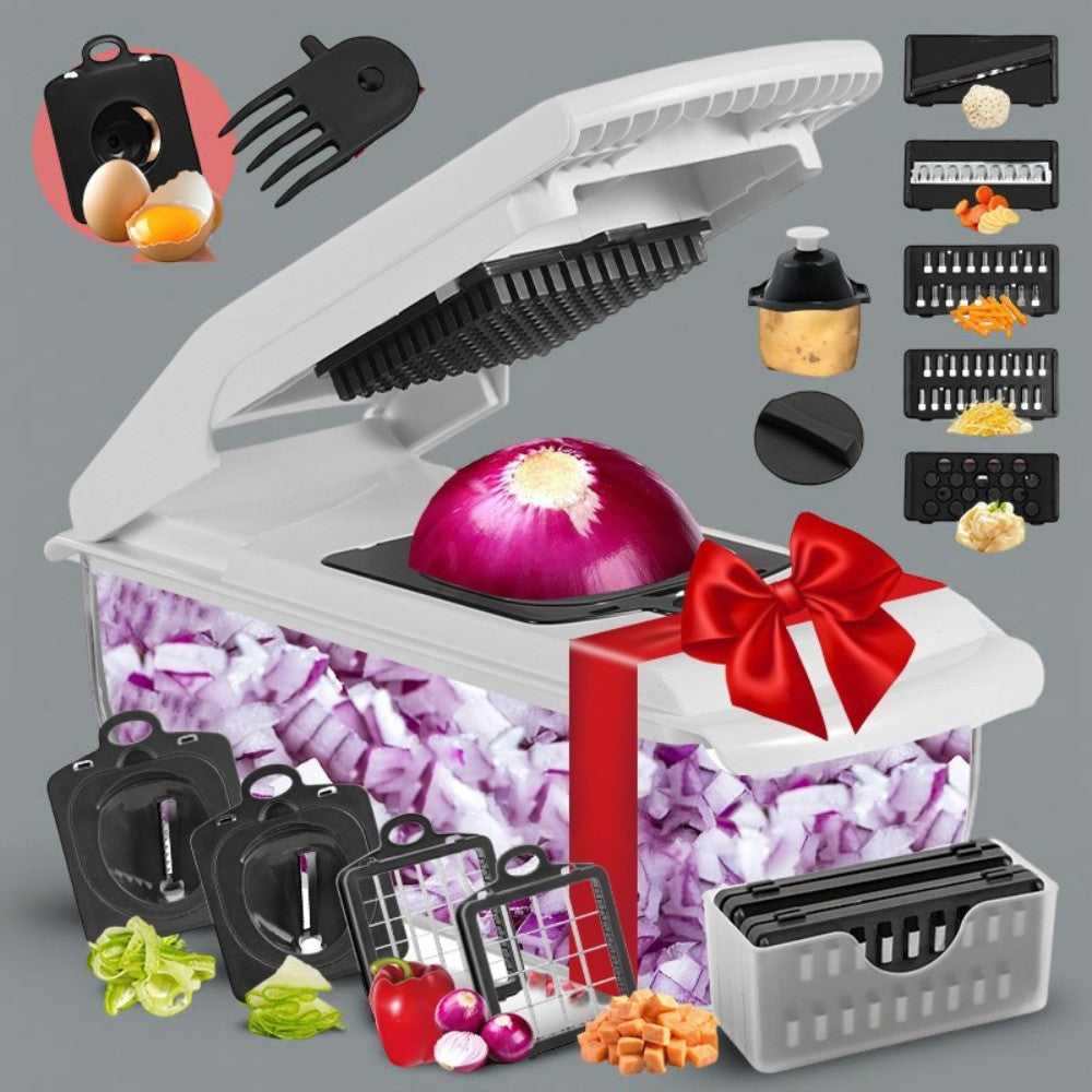 Vegetable Chopper Stainless Steel Food Dicer Slicer Container