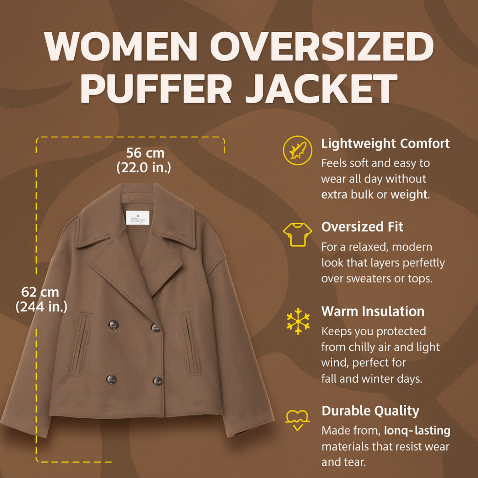 Women Oversized Puffer Jacket Lightweight Short Coat