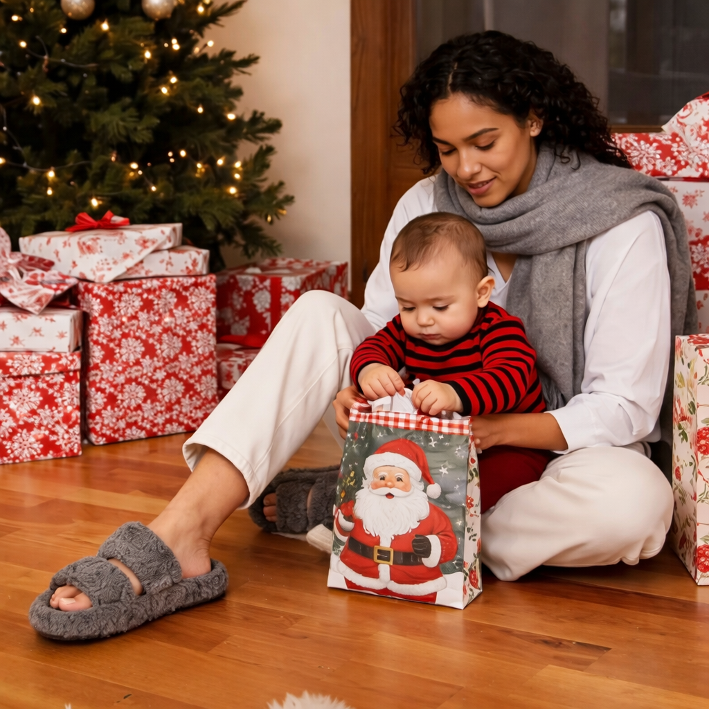 Women Slippers Plush Memory Foam Open Toe Indoor Outdoor