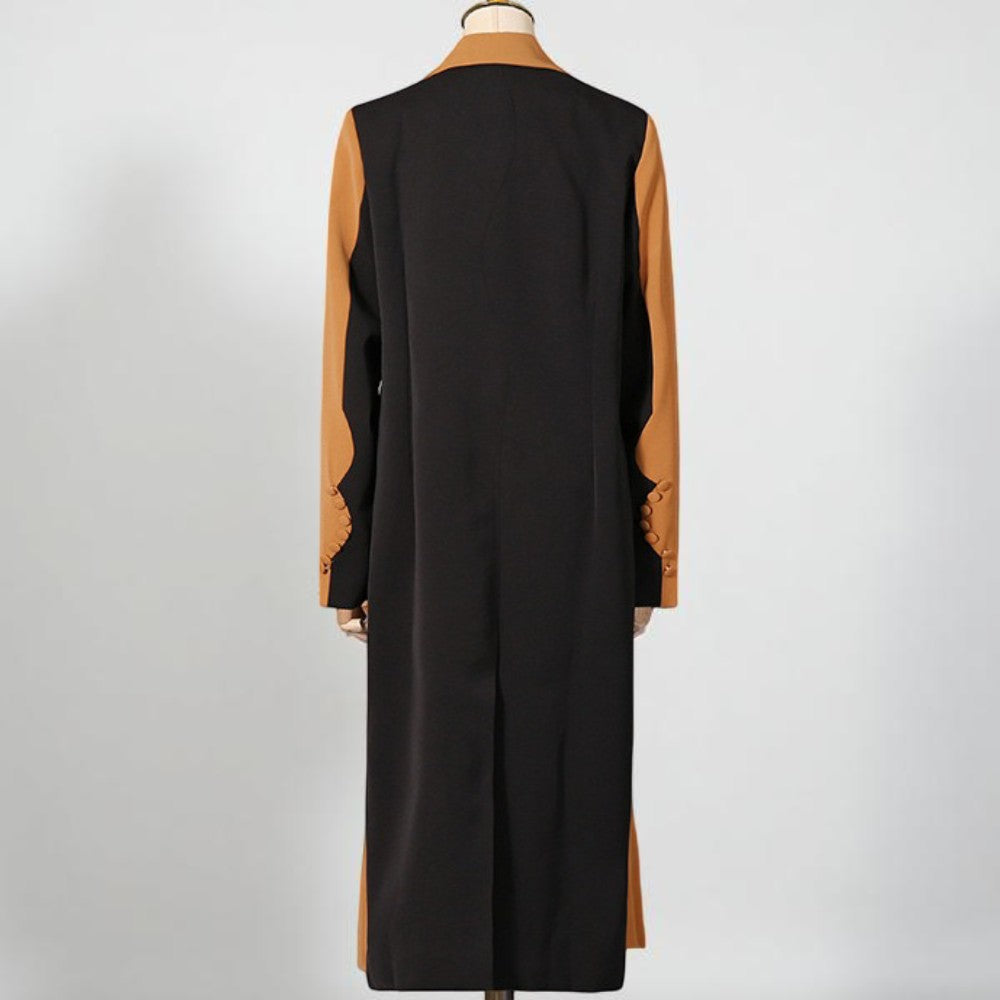 Women's Long Trench Overcoat - Double-Breasted Overcoat