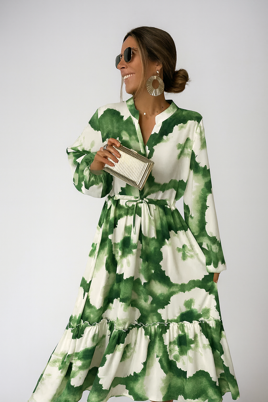 Women's Tropical Long Sleeve Shirt Maxi Dress | Resort, Flowy Maxi