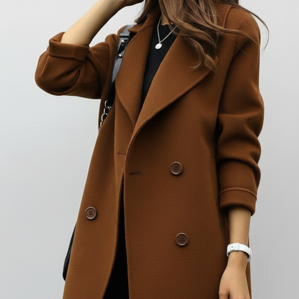 Women's Long Trench Coat - Double Breasted Overcoat