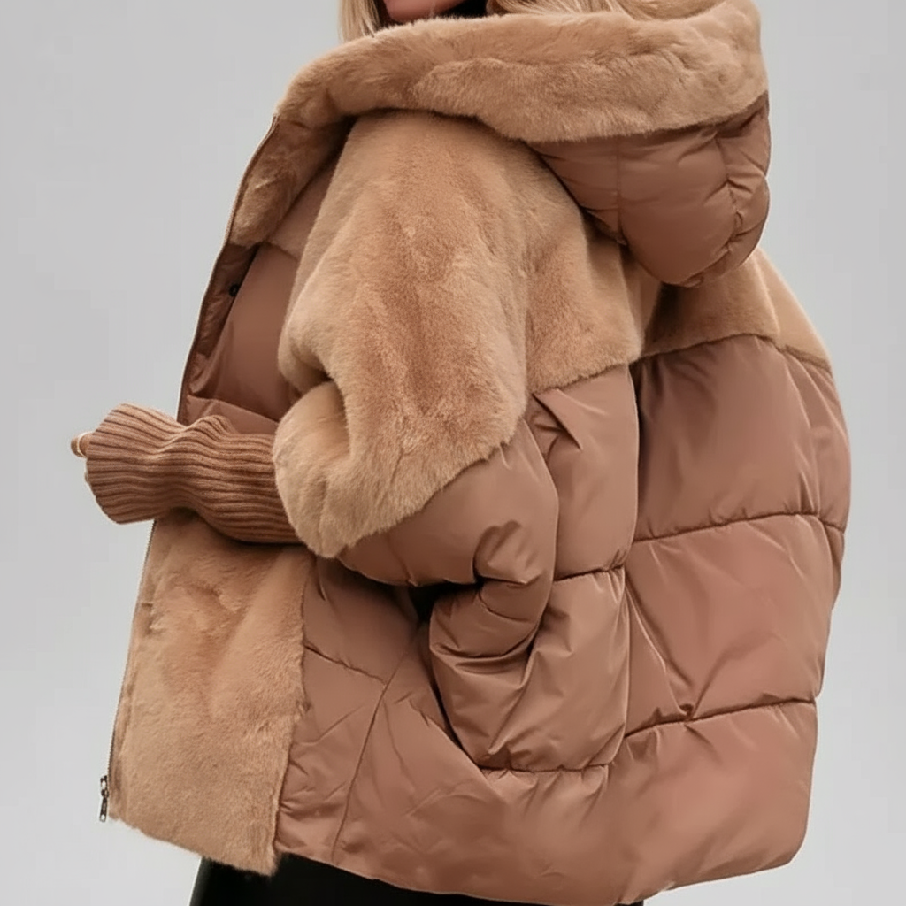 Women's Winter Coats Hooded Multicolored Bomber Jacket 1