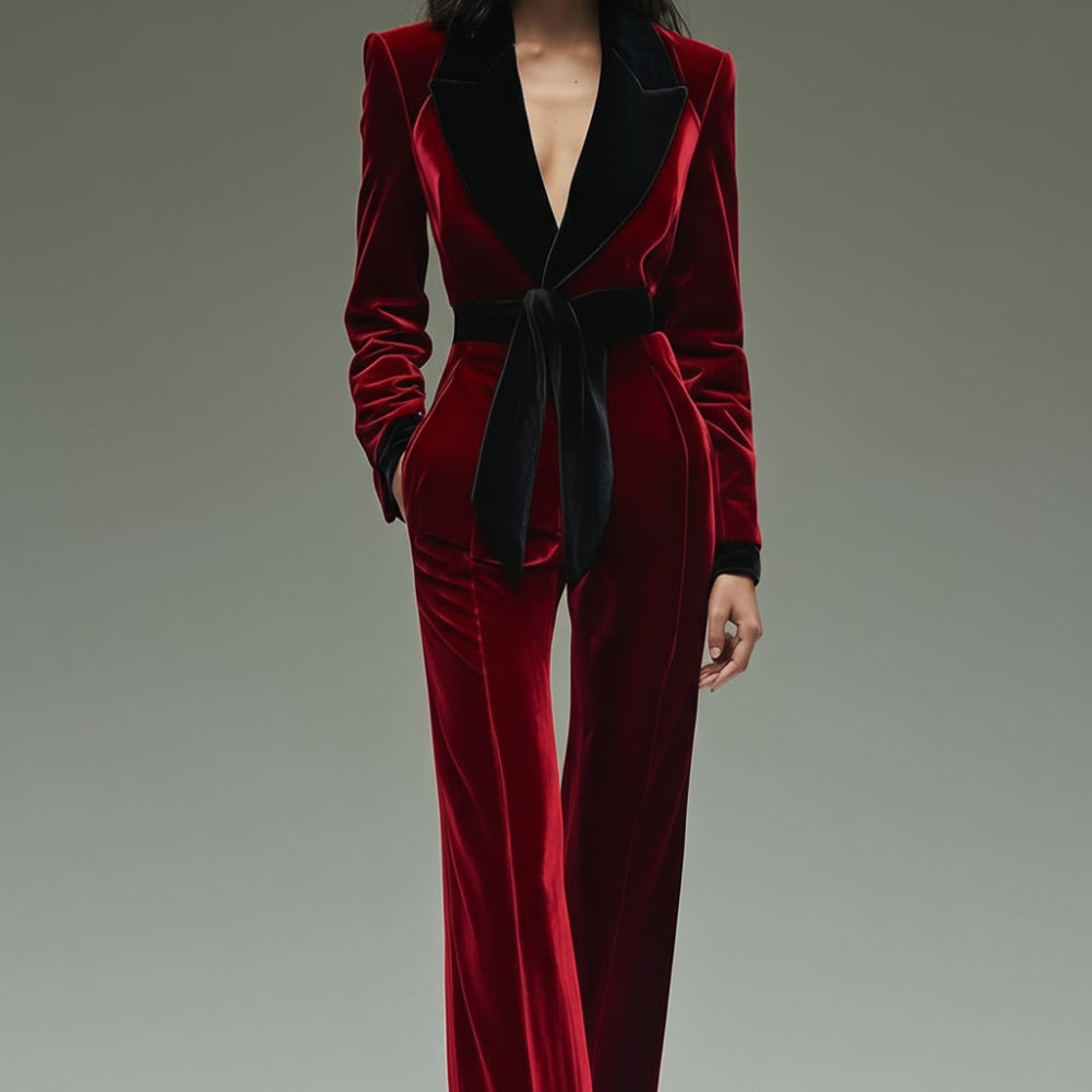 Outfit Christmas-Women's Formal Evening Jumpsuit - Blazer Style, Long