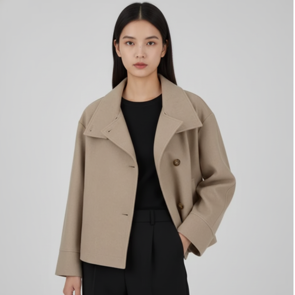 Women's Oversized Short Coat - Lightweight Overcoat Jacket