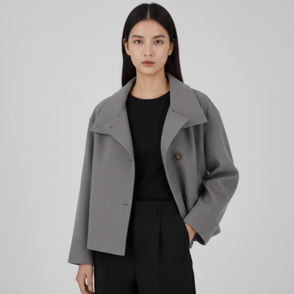 Women's Oversized Short Coat - Lightweight Overcoat Jacket
