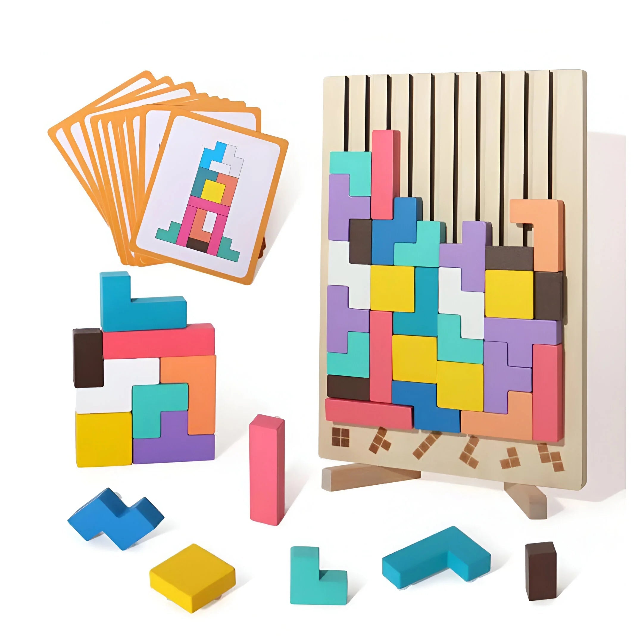Wooden Tetris Stacking Game Educational Stack Blocks for Kids 4