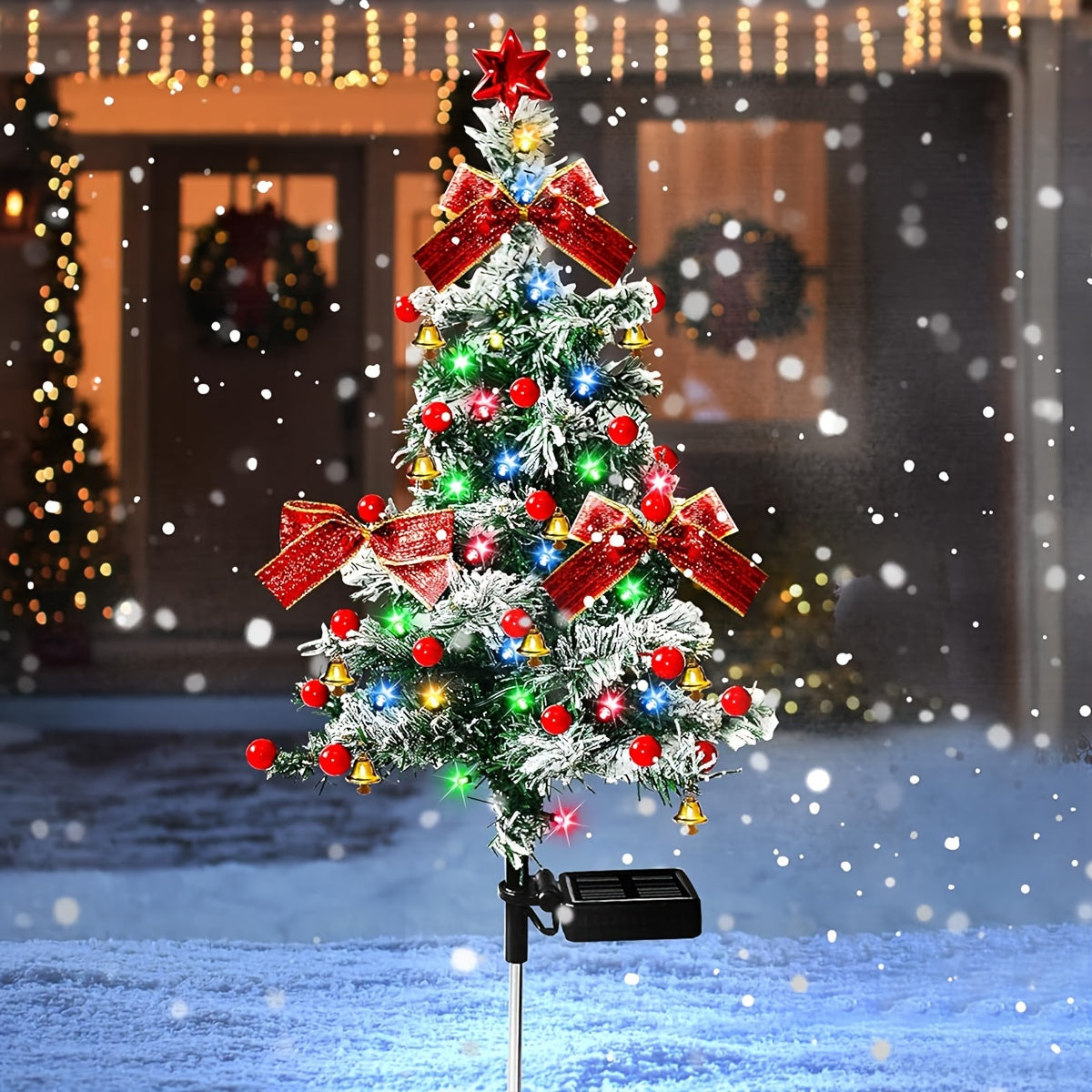 Outdoor Christmas Tree Lighting Solar LED Garden Festive Decoration