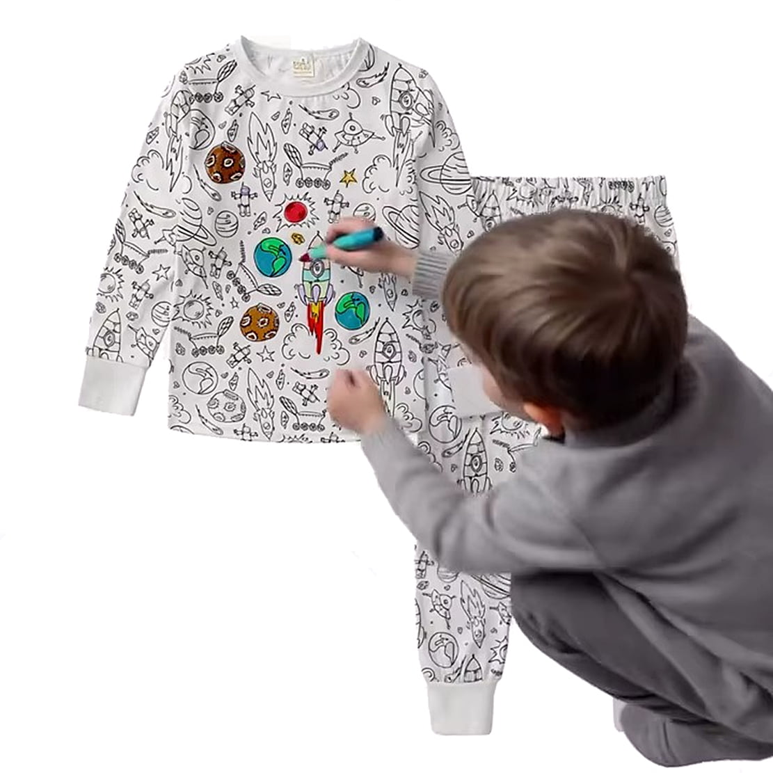 Kids Cartoon Pajama Set Two-Piece Loungewear Pants and Top