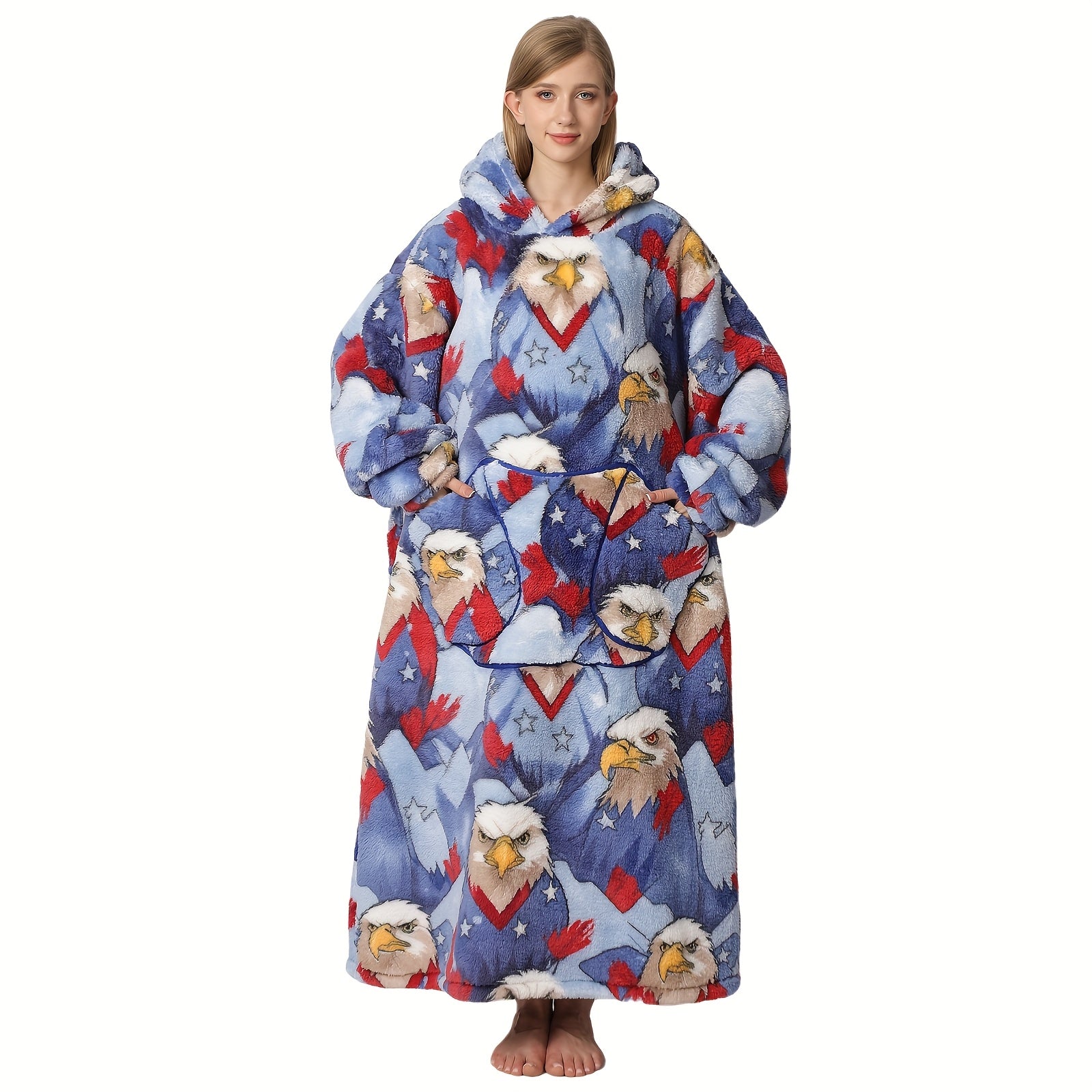 Oversized Blanket Hoodie Cozy Wearable Fleece Blanket