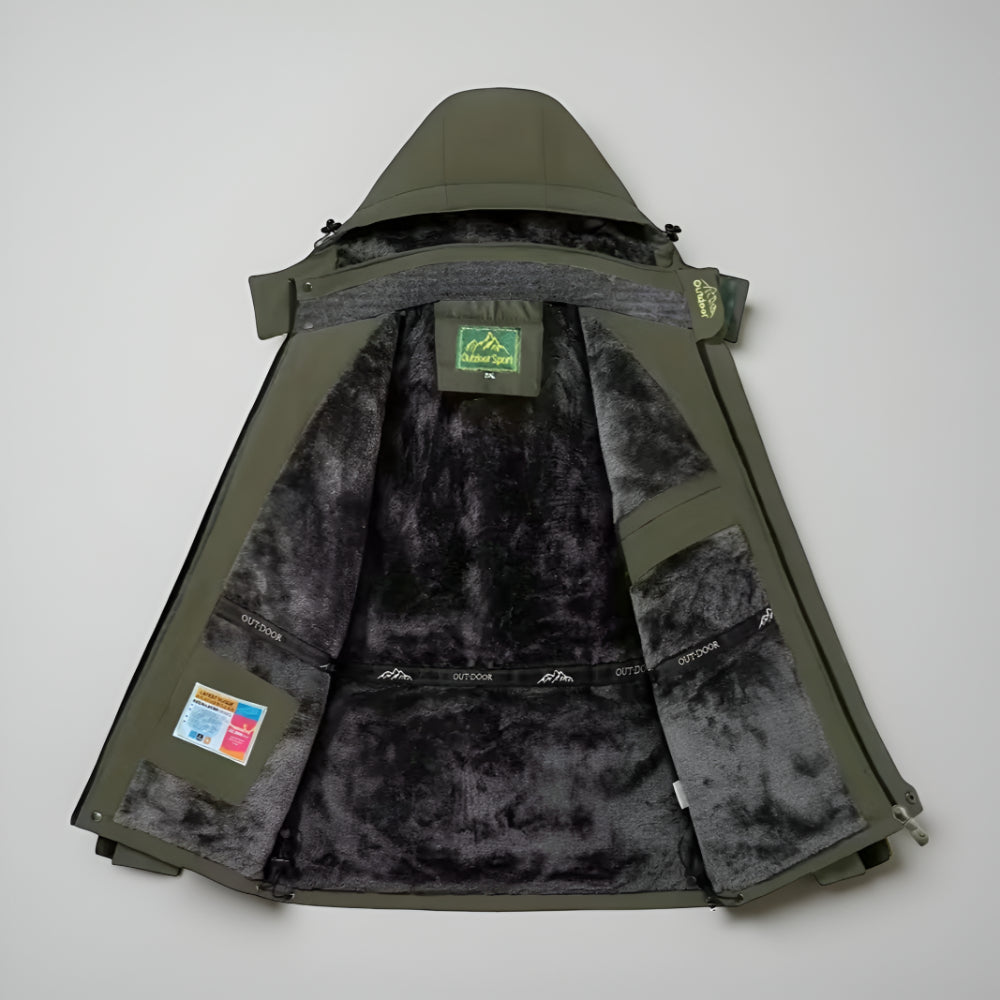 Men Waterproof Puffer Jacket - Fleece Lined Windproof