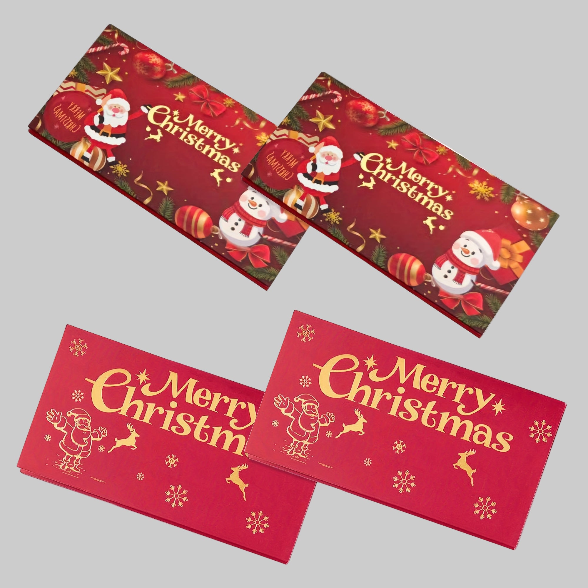 Christmas Cash Envelope Red Gift Money Holder Paper Set
