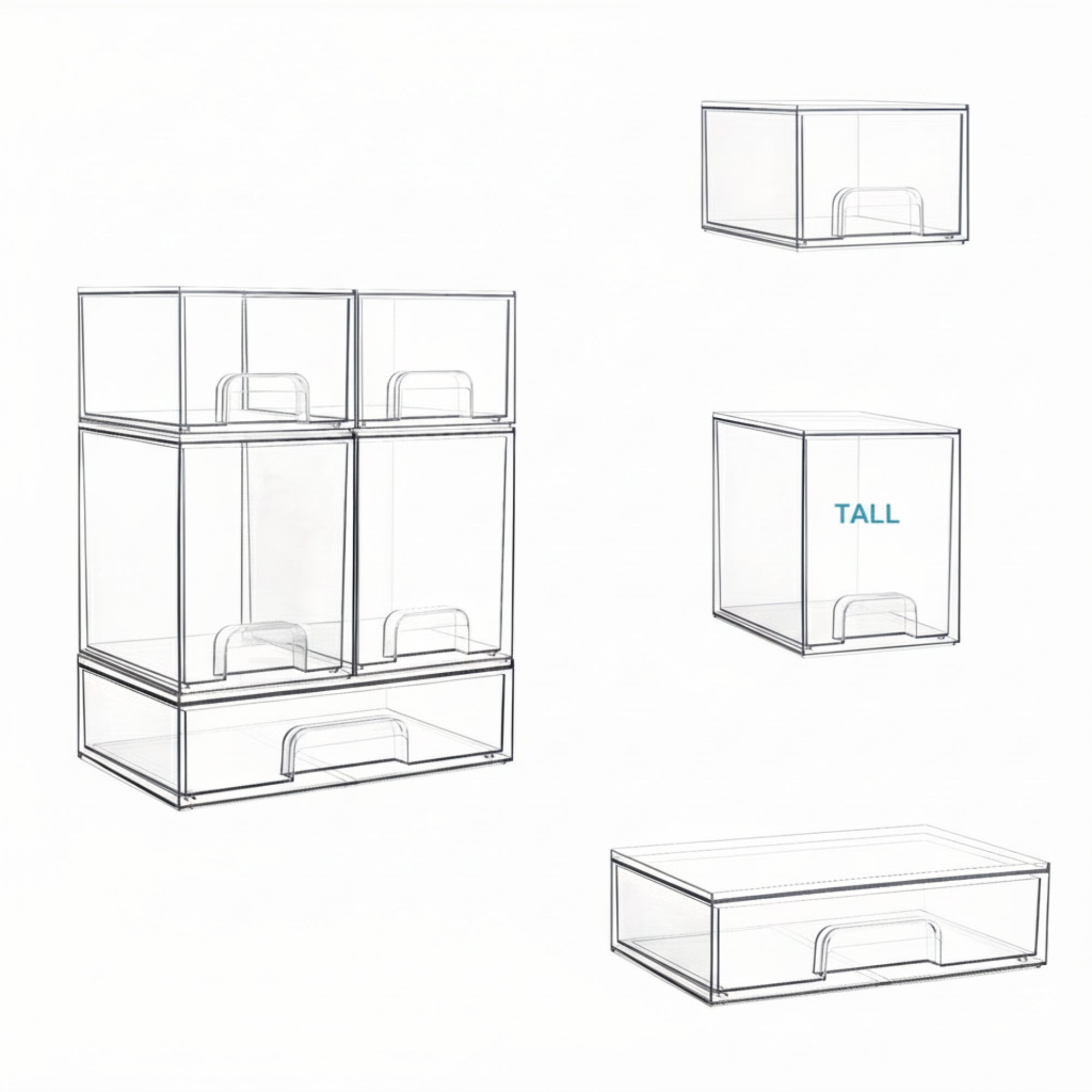 Acrylic Storage Drawers Stackable Clear Organizer Box