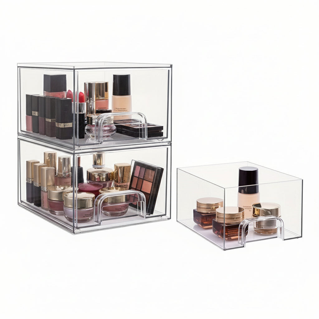 Clear Plastic Storage Drawer Organizer Box Gift Countertop