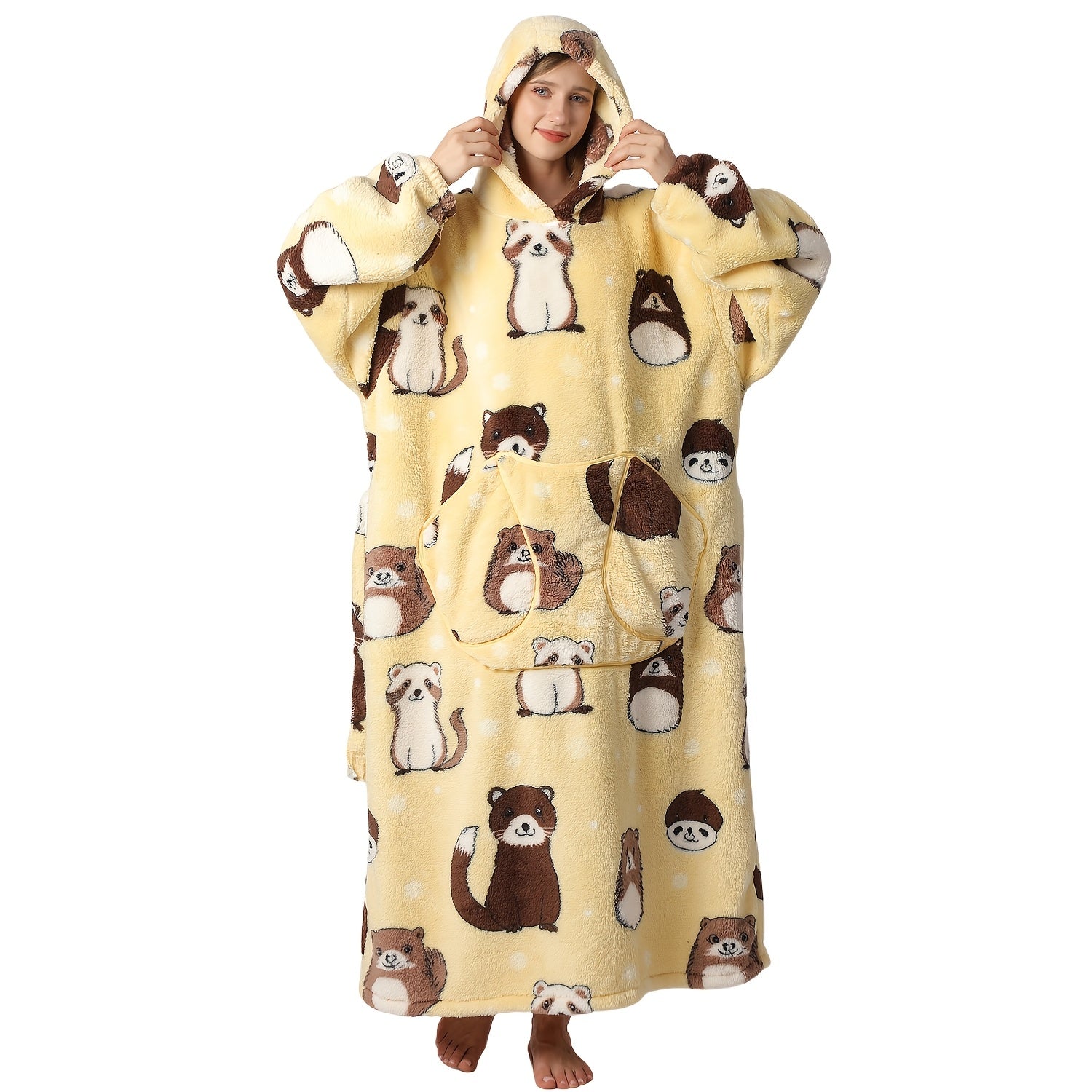 Oversized Blanket Hoodie Cozy Wearable Fleece Blanket