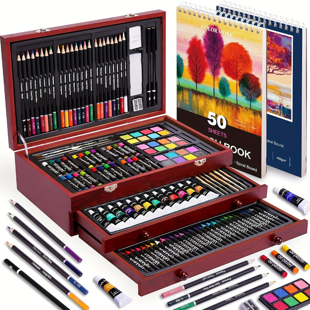 Art Supplies Gift Set Wooden Painting Kit for Kids and Adults