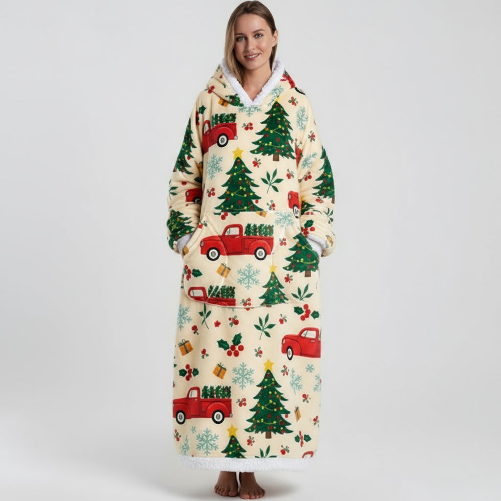 Oversized Blanket Hoodie Cozy Wearable Fleece Blanket