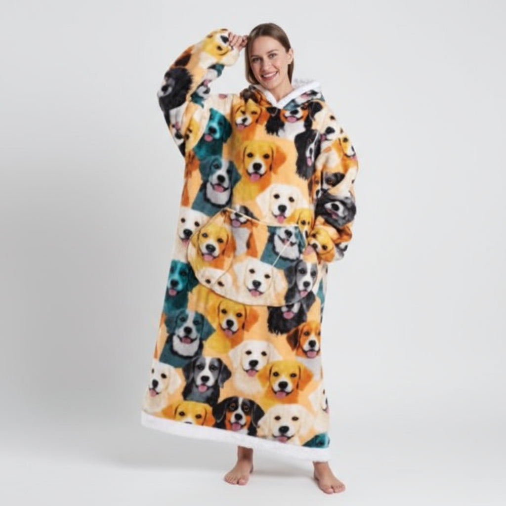 Oversized Blanket Hoodie Cozy Wearable Fleece Blanket
