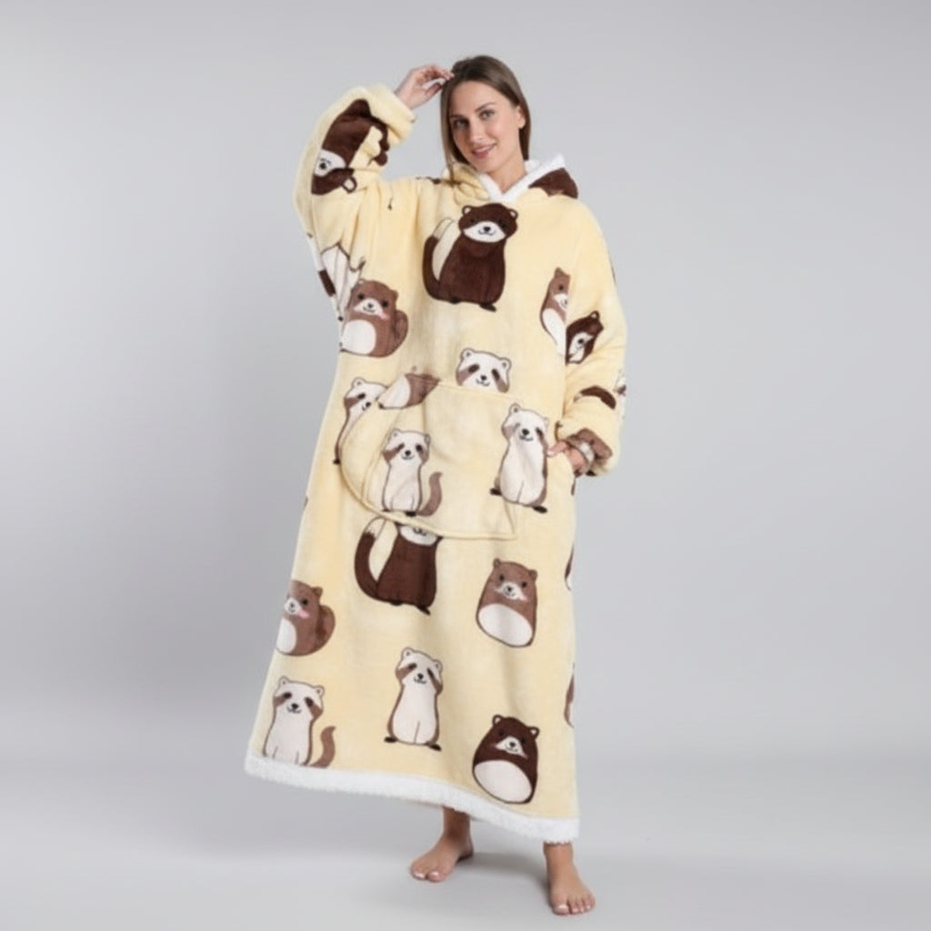 Oversized Blanket Hoodie Cozy Wearable Fleece Blanket
