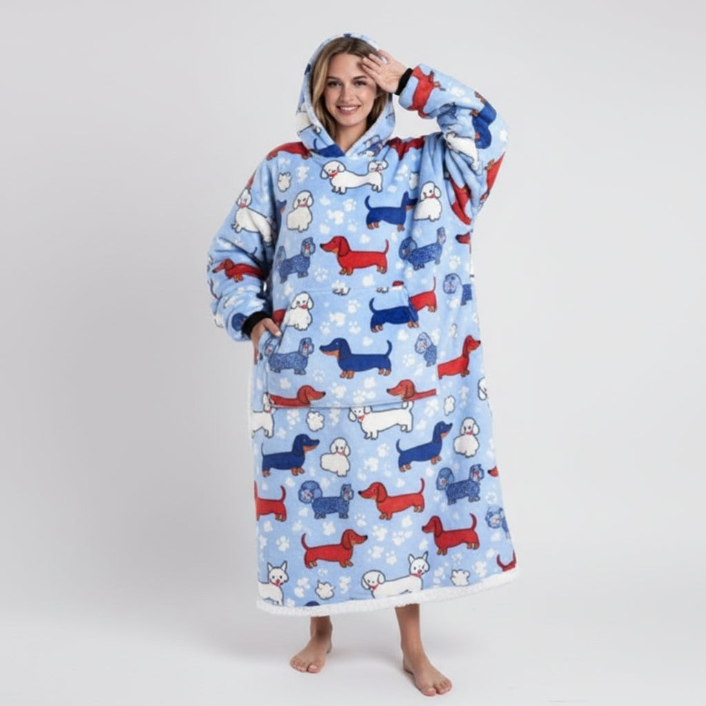 Oversized Blanket Hoodie Cozy Wearable Fleece Blanket
