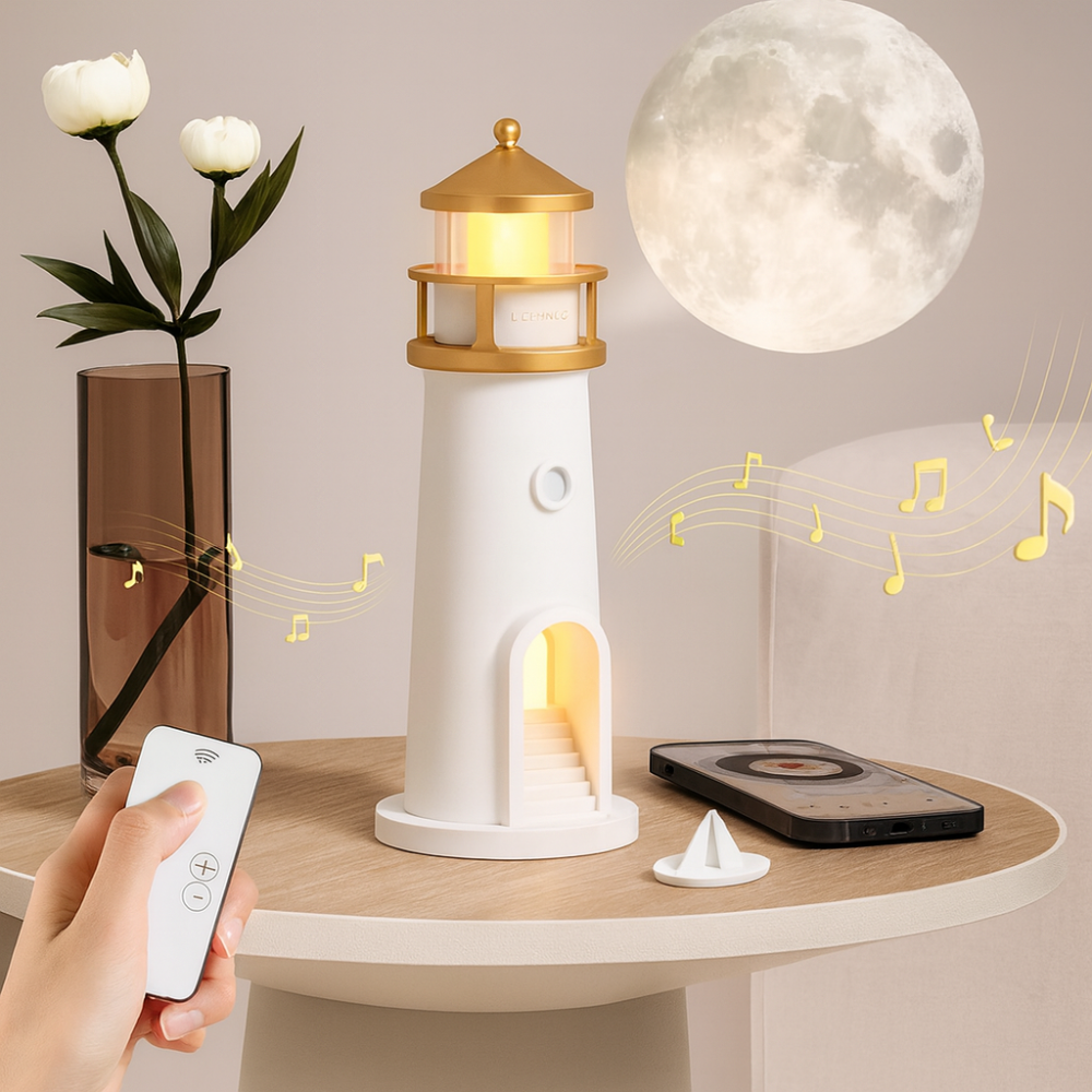 Modern Lighthouse Moon Projection Lamp LED Night Light