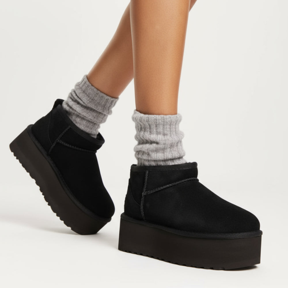 Women’s Suede Knee High Boots Cowgirl Platform Heels