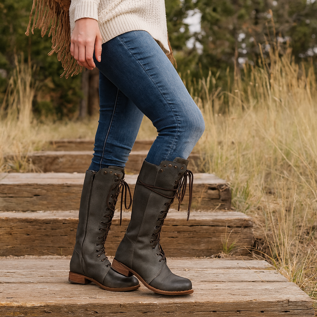 Women Knee High Cowgirl boots Vintage Western Style