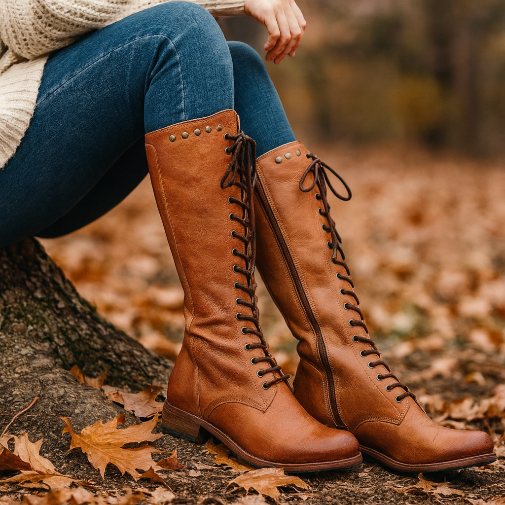 Women Knee High Cowgirl boots Vintage Western Style