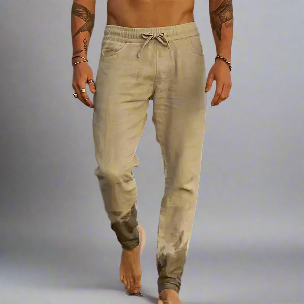 Men’s Baggy Linen Jogger Pants | Track Drawstring Fit
