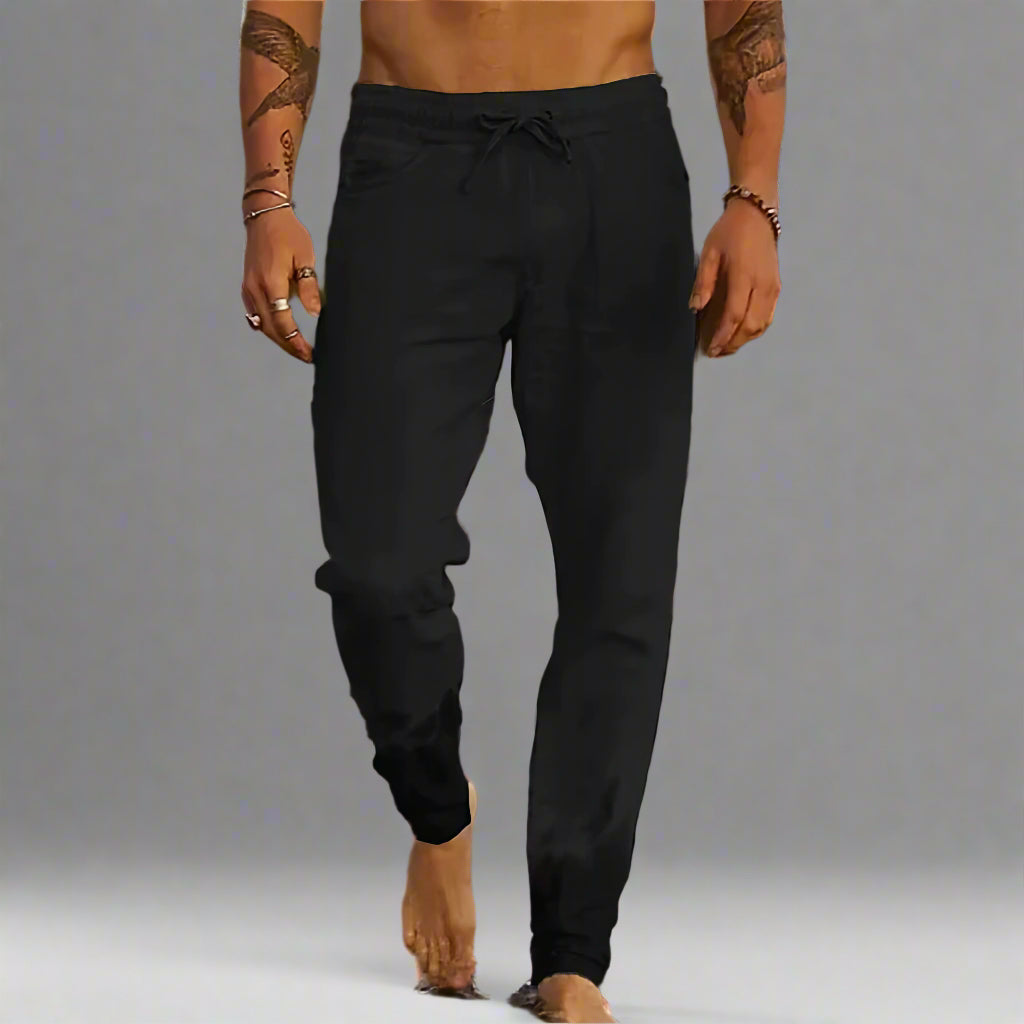 Men’s Baggy Linen Jogger Pants | Track Drawstring Fit