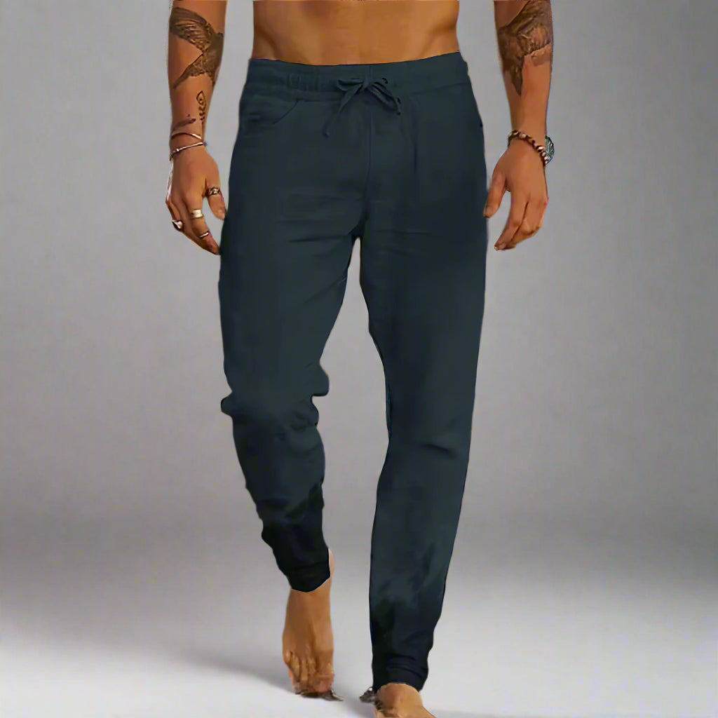 Men’s Baggy Linen Jogger Pants | Track Drawstring Fit