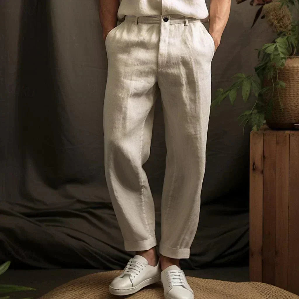 Men’s Casual Linen Pants | Lightweight Wide Leg Trousers