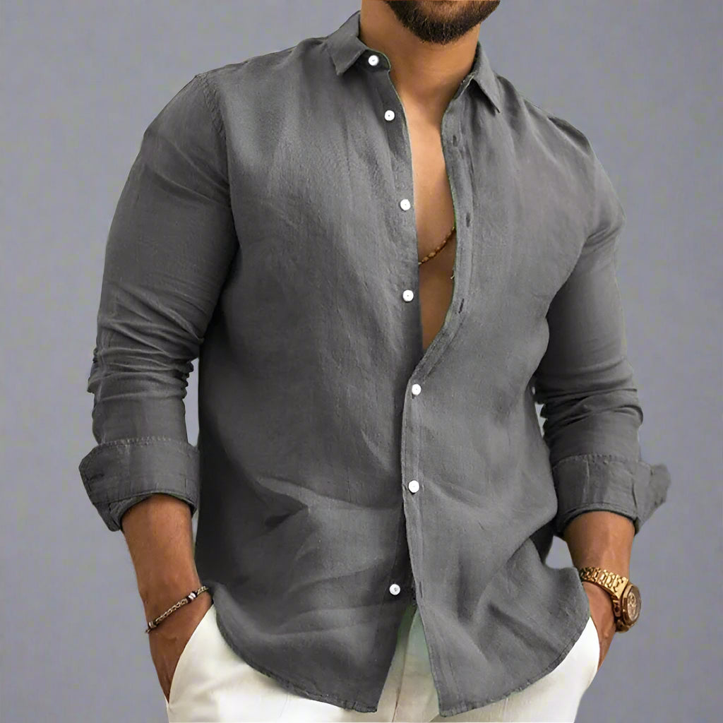 Men's Casual Long Sleeve Shirt | Lightweight Summer Fit