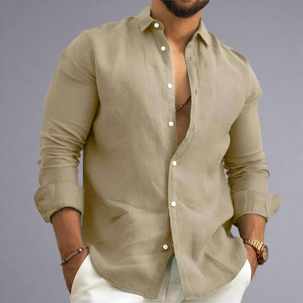 Men's Casual Long Sleeve Shirt | Lightweight Summer Fit