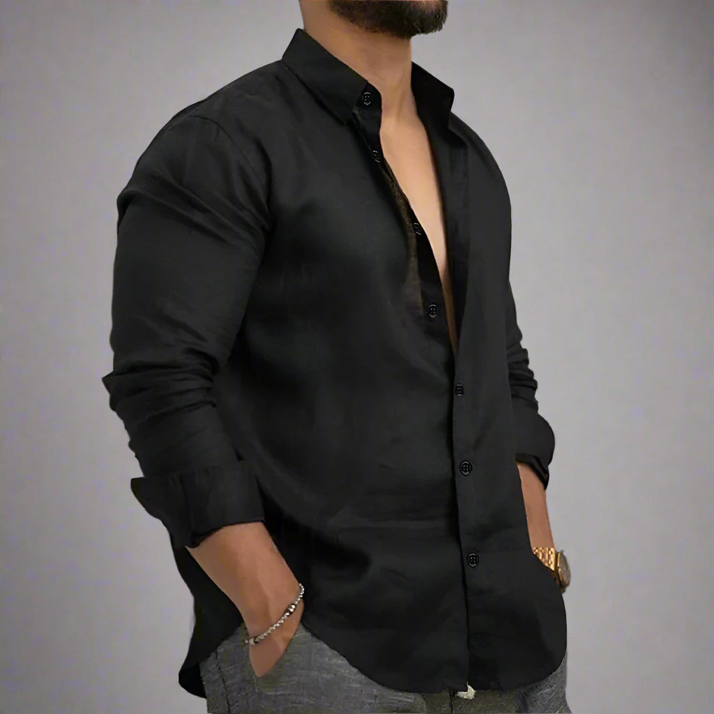 Men's Casual Long Sleeve Shirt | Lightweight Summer Fit