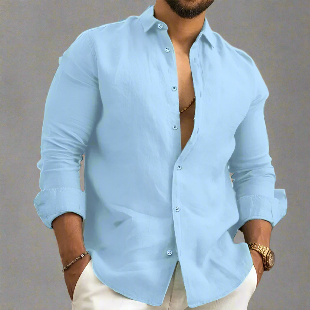 Men's Casual Long Sleeve Shirt | Lightweight Summer Fit