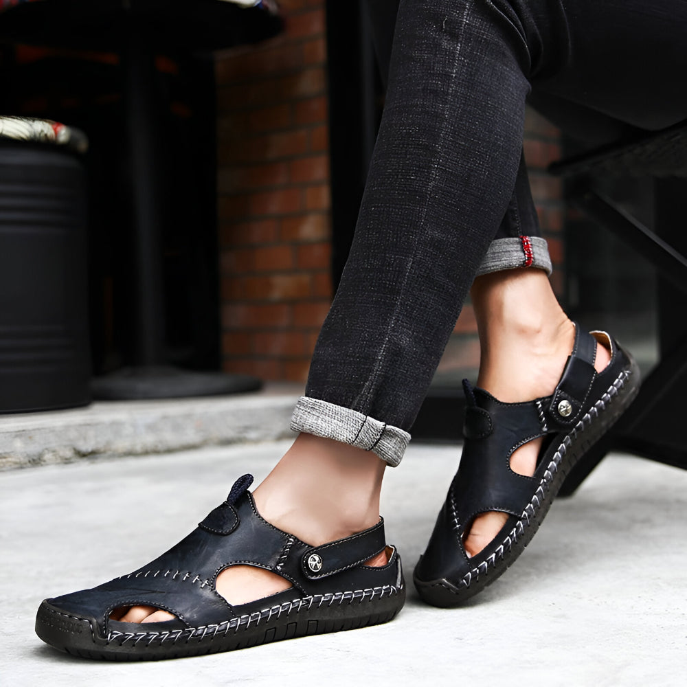 Men’s Casual Leather Sandals | Breathable Outdoor Shoes