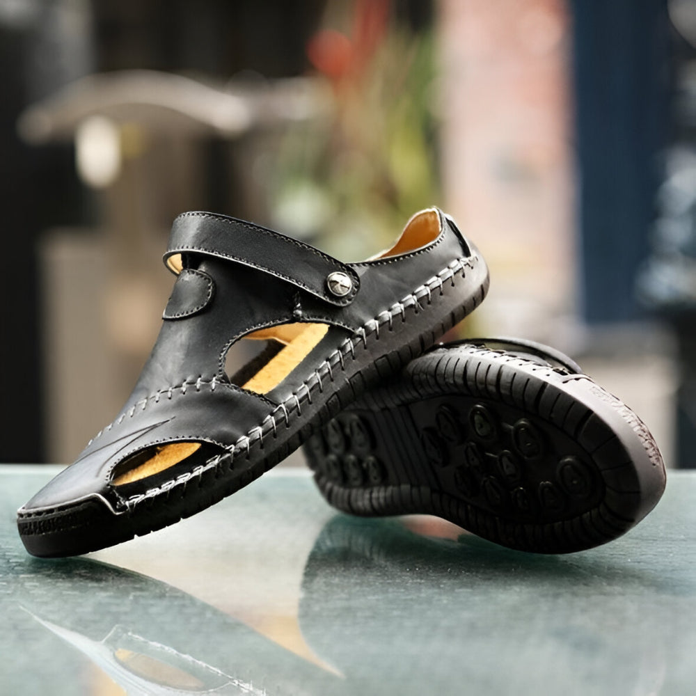 Men’s Casual Leather Sandals | Breathable Outdoor Shoes