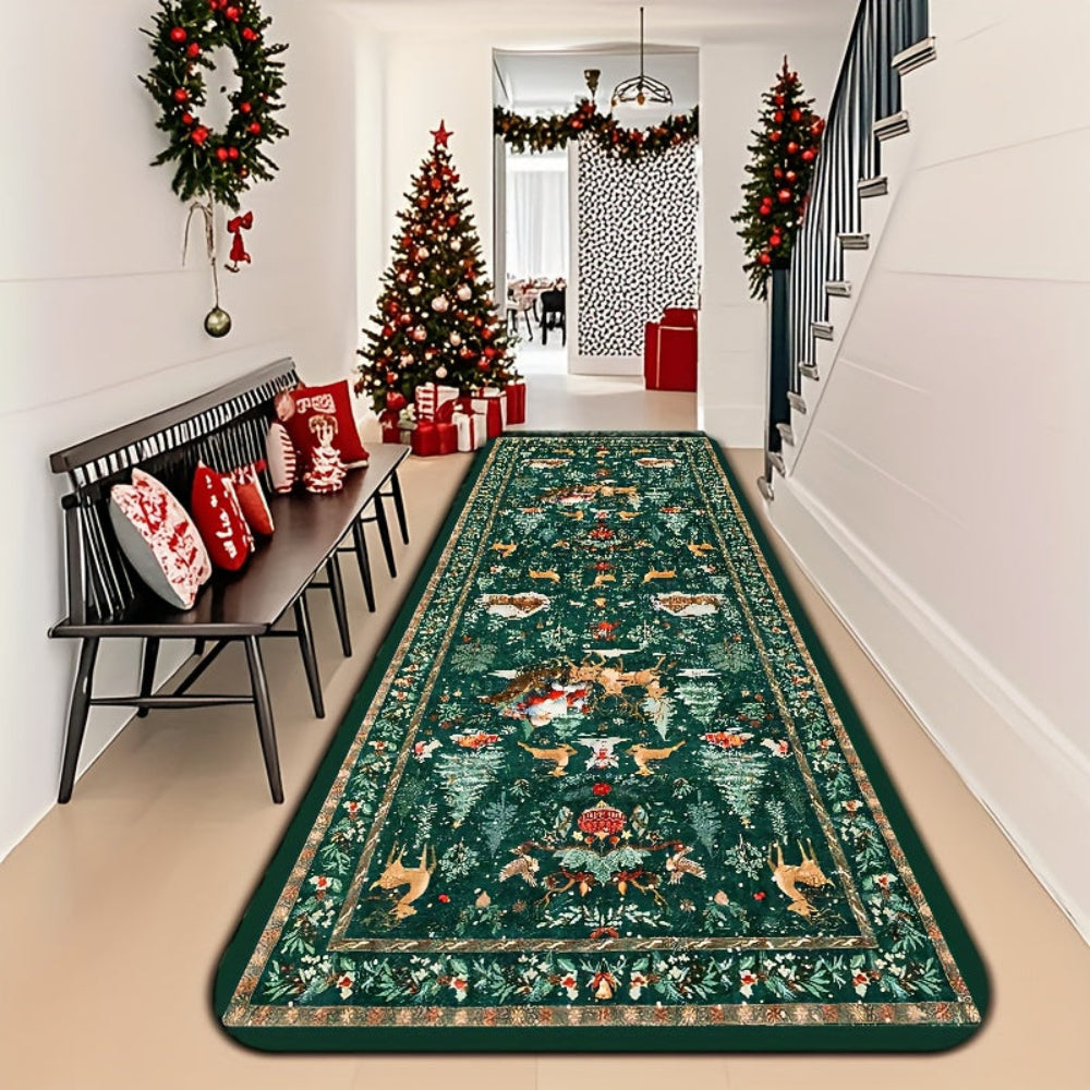 Christmas Rug Non-Slip Washable Runner Carpet Hallway Decor