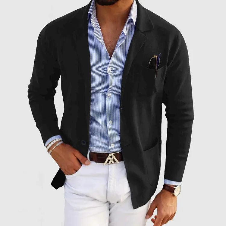 Men’s Lightweight Knit Blazer Jacket | Casual Overcoat Style
