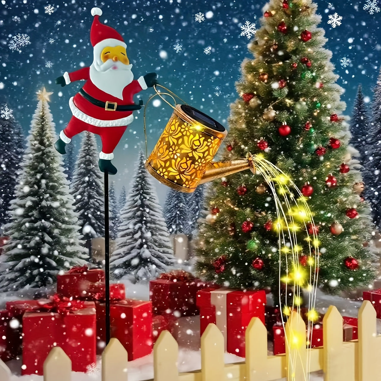 Christmas Lights Outdoor Solar Santa Lantern Decoration