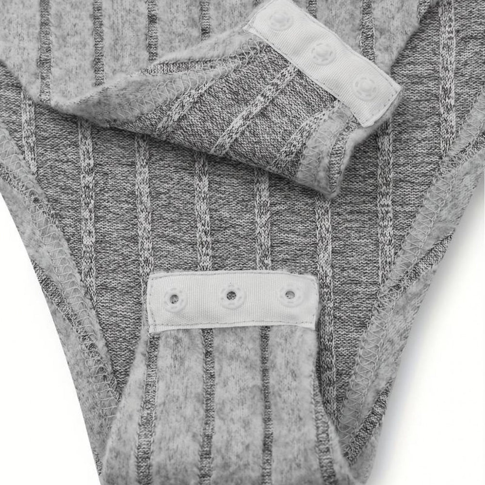 Women Ribbed Fleece Bodysuit Long Sleeve Turtleneck Top