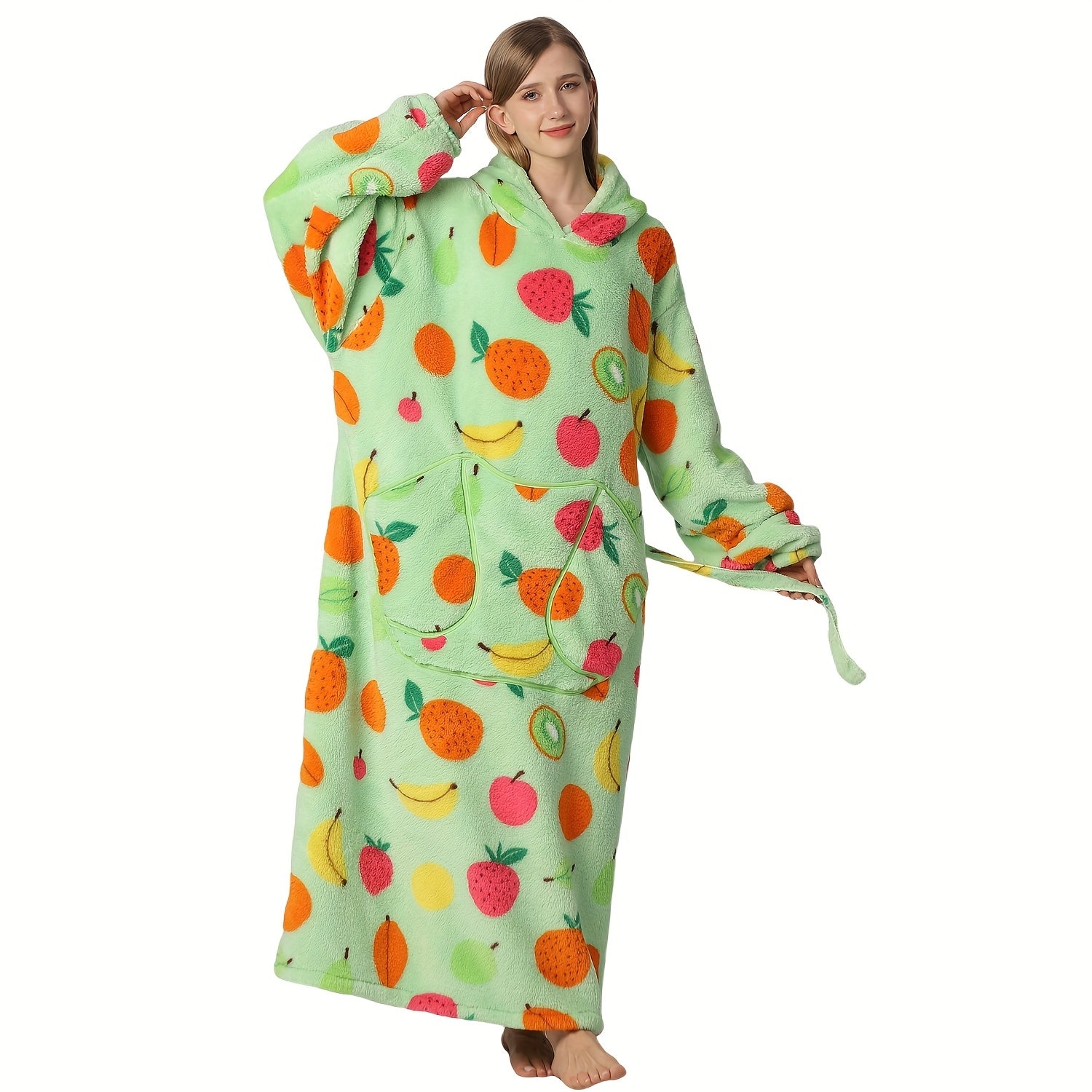 Oversized Blanket Hoodie Cozy Wearable Fleece Blanket