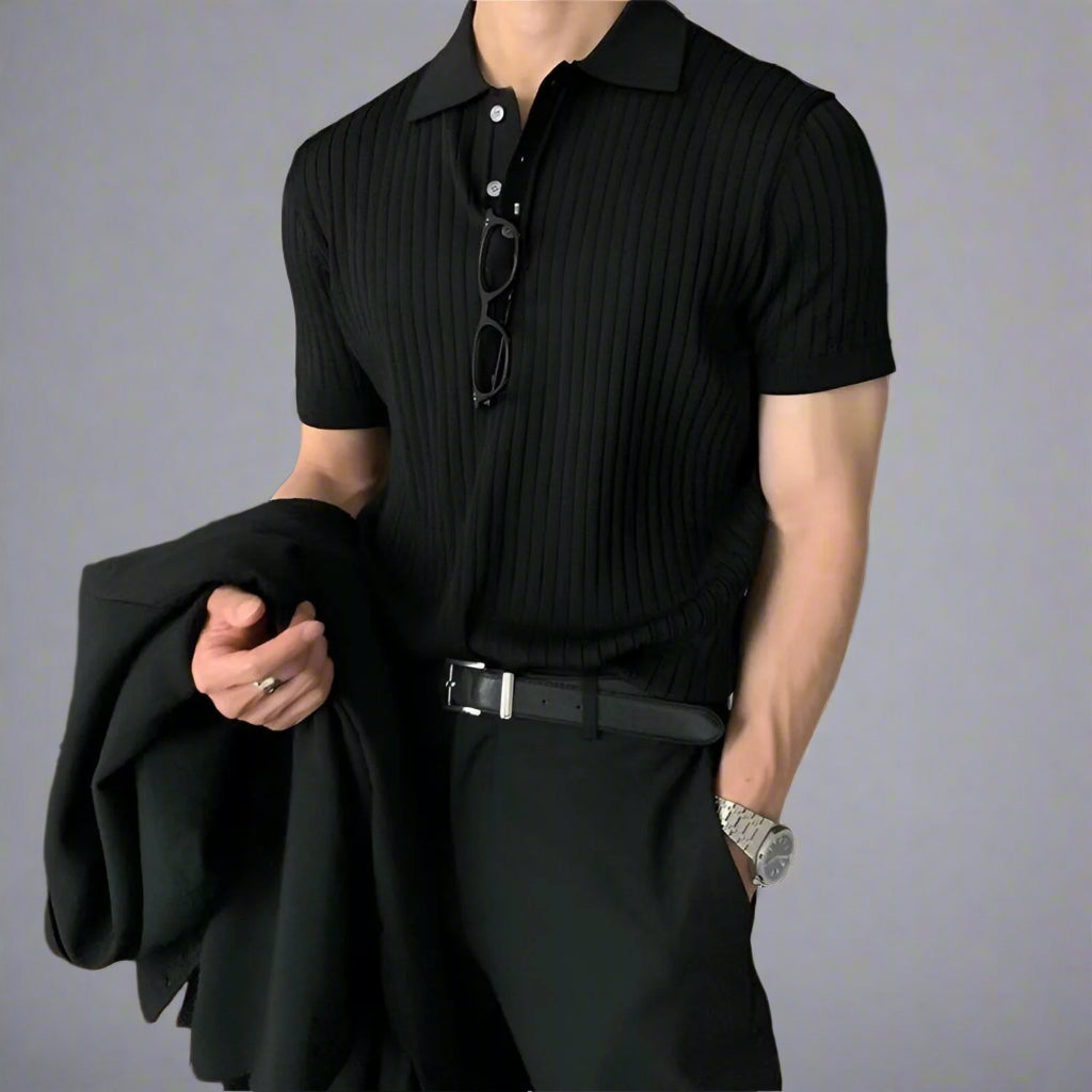 Men's Smart Casual Knit Polo Shirt Set | Straight Leg Trousers